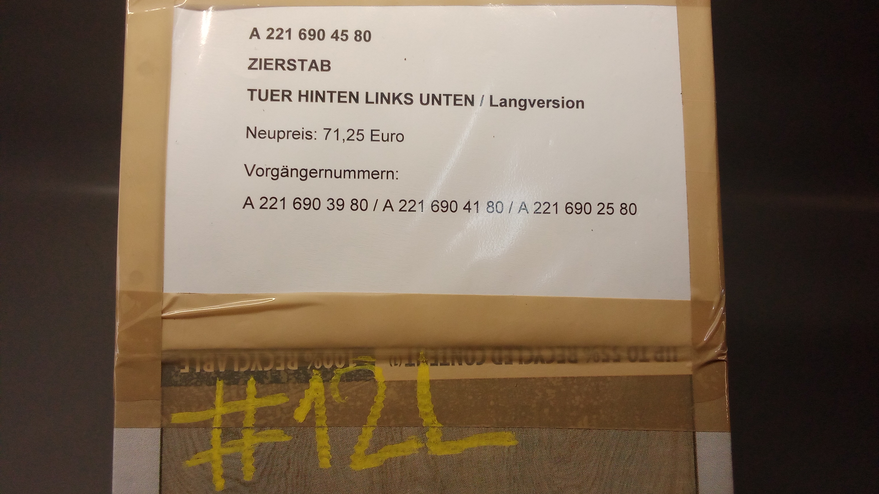 A2216904580 Mercedes W221 S-Klasse Chromleiste Zierstab Hinten Links unten #12L