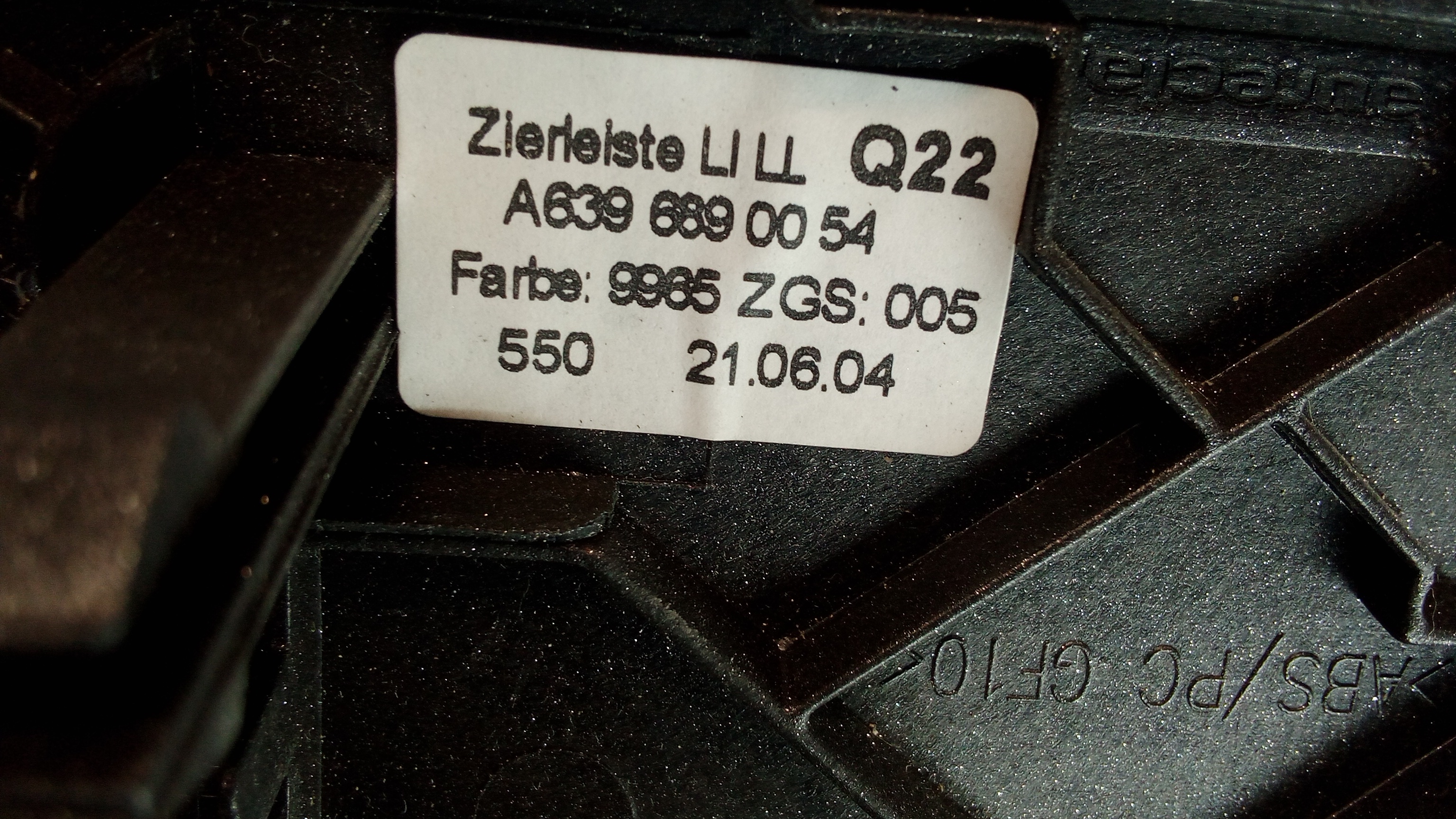 A6396890054 A6396890154 A6396891239 Mercedes W639 Vito Blende Verkleidung Silber #72