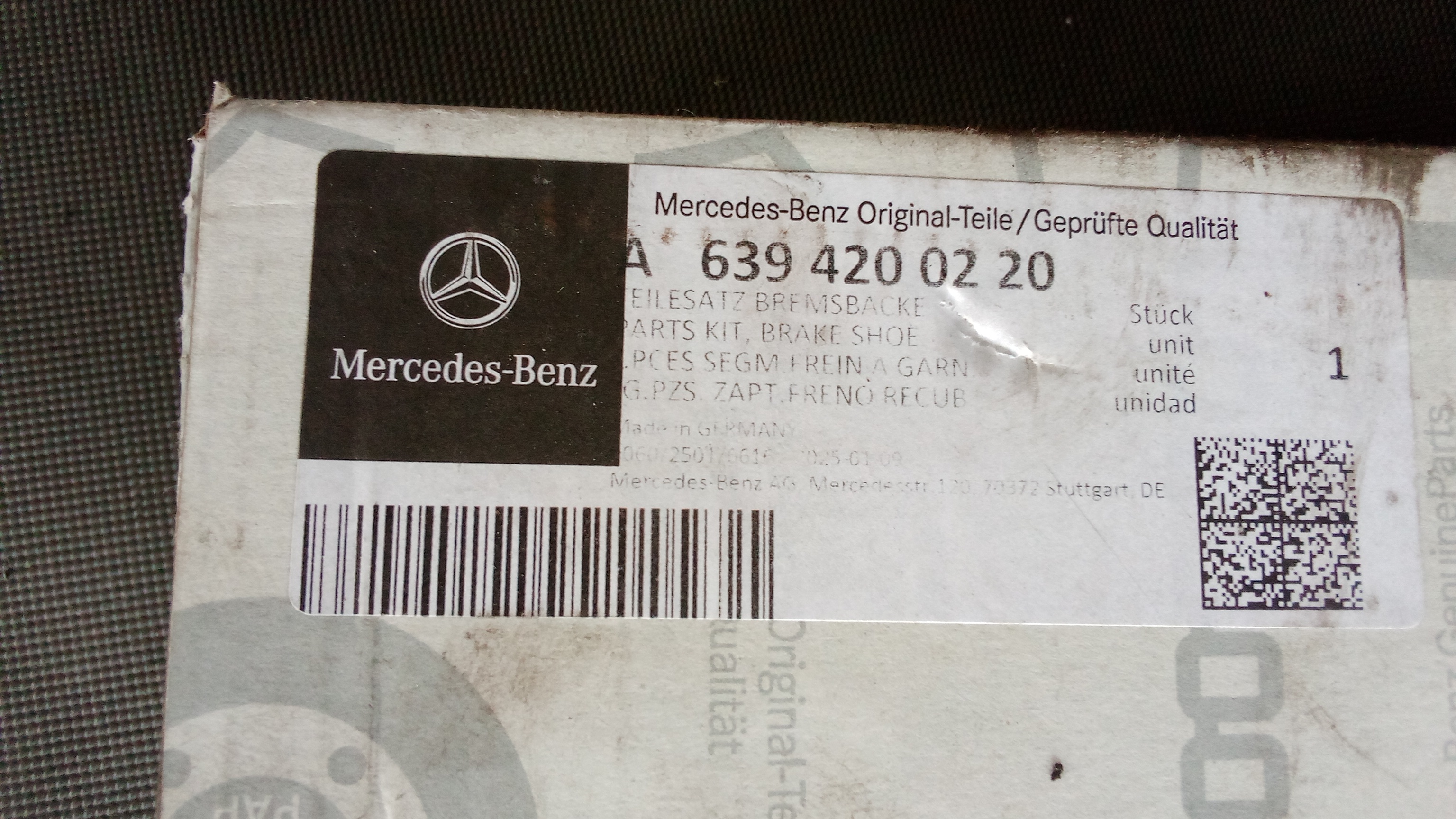 A6394200220 A4474200001 Mercedes W639 W447 Bremsbeläge Hinten