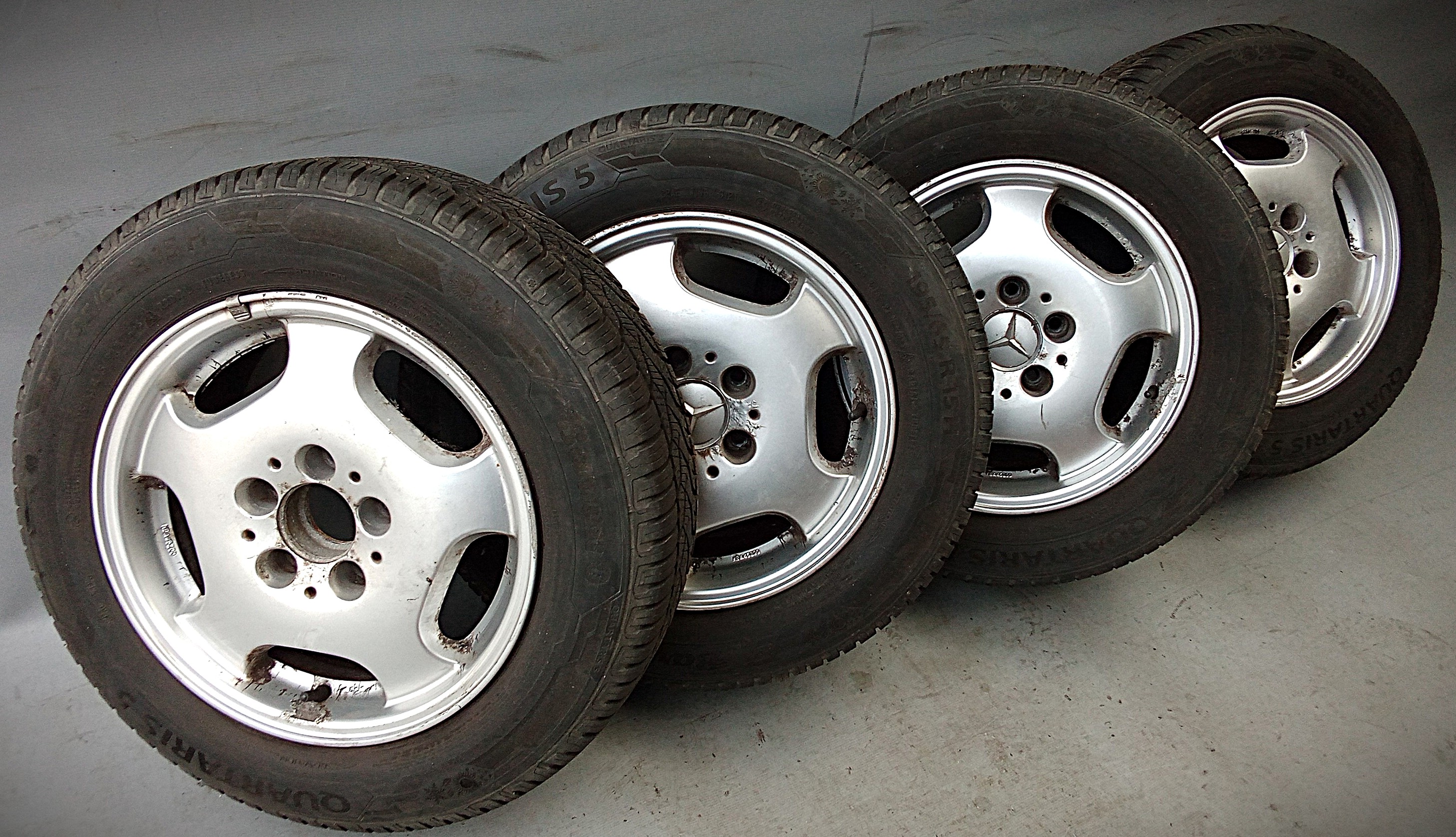 KBA45200 Mercedes W202 W208 W203 R170 Alufelgen + Allwetterreifen 7x15 et37 195 65 R15 #Hj