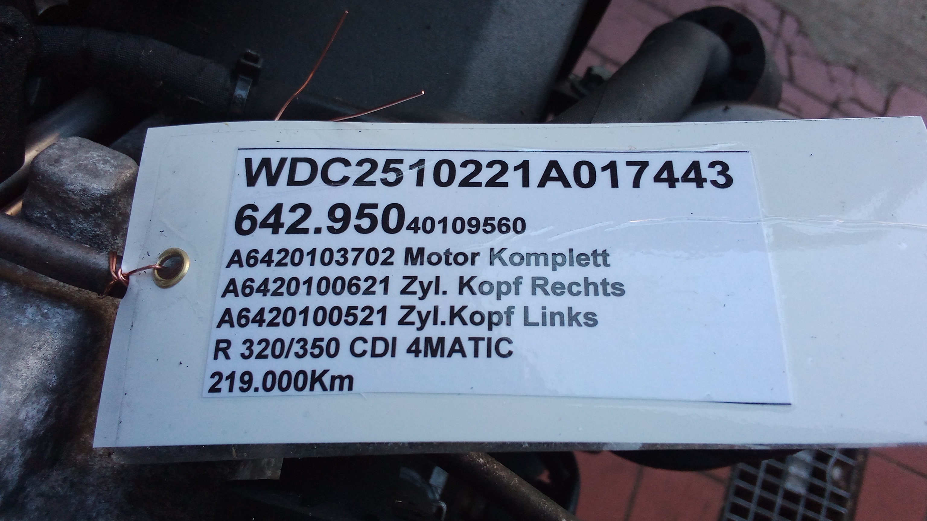 A6420103702 642.950 OM642 Mercedes W251 R-Klasse Motor 350CDi #A9