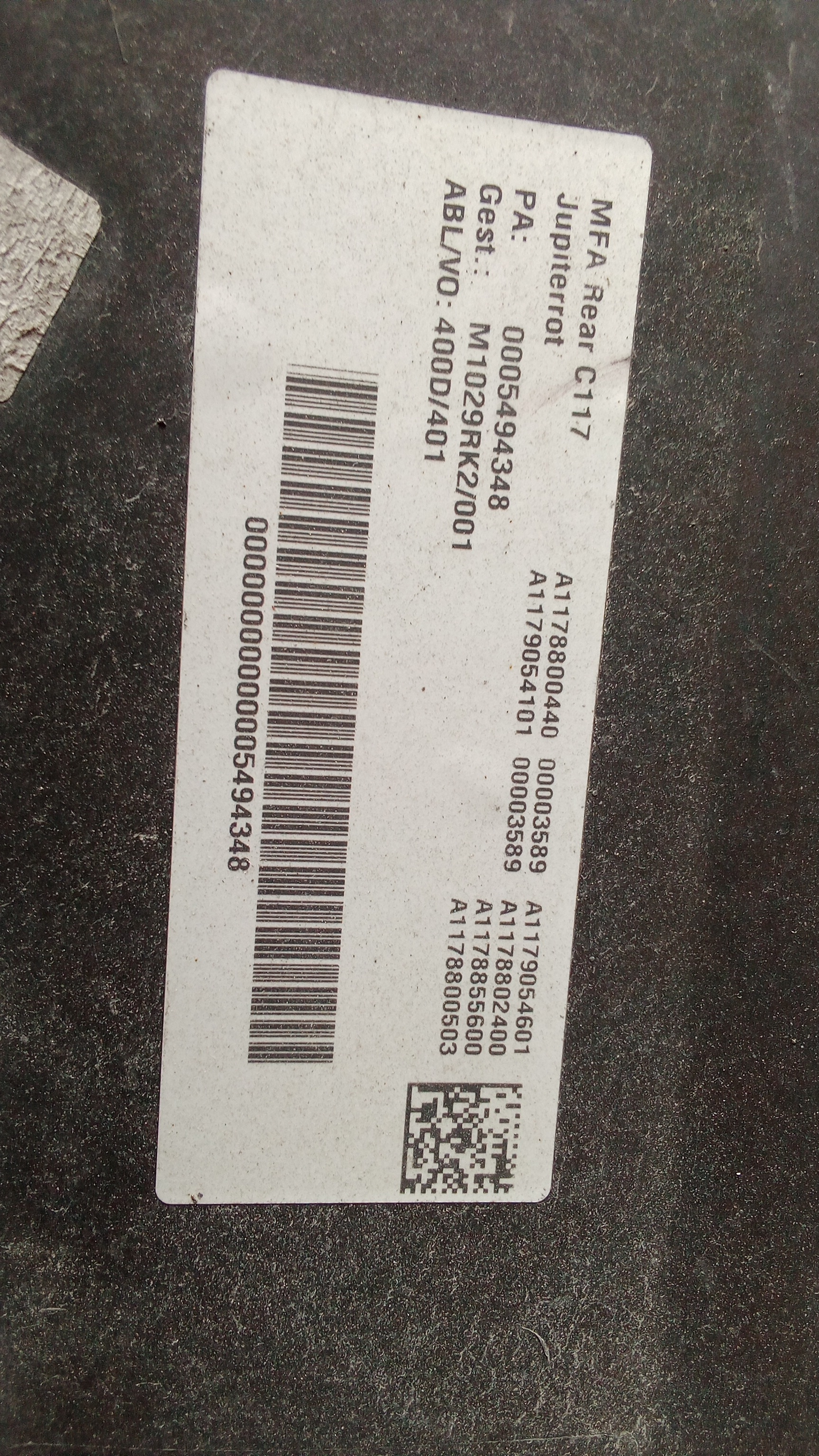 A1178800440 A1178853300 589 Mercedes C117 CLA Stoßstange Hinten Jupiterrot #MA