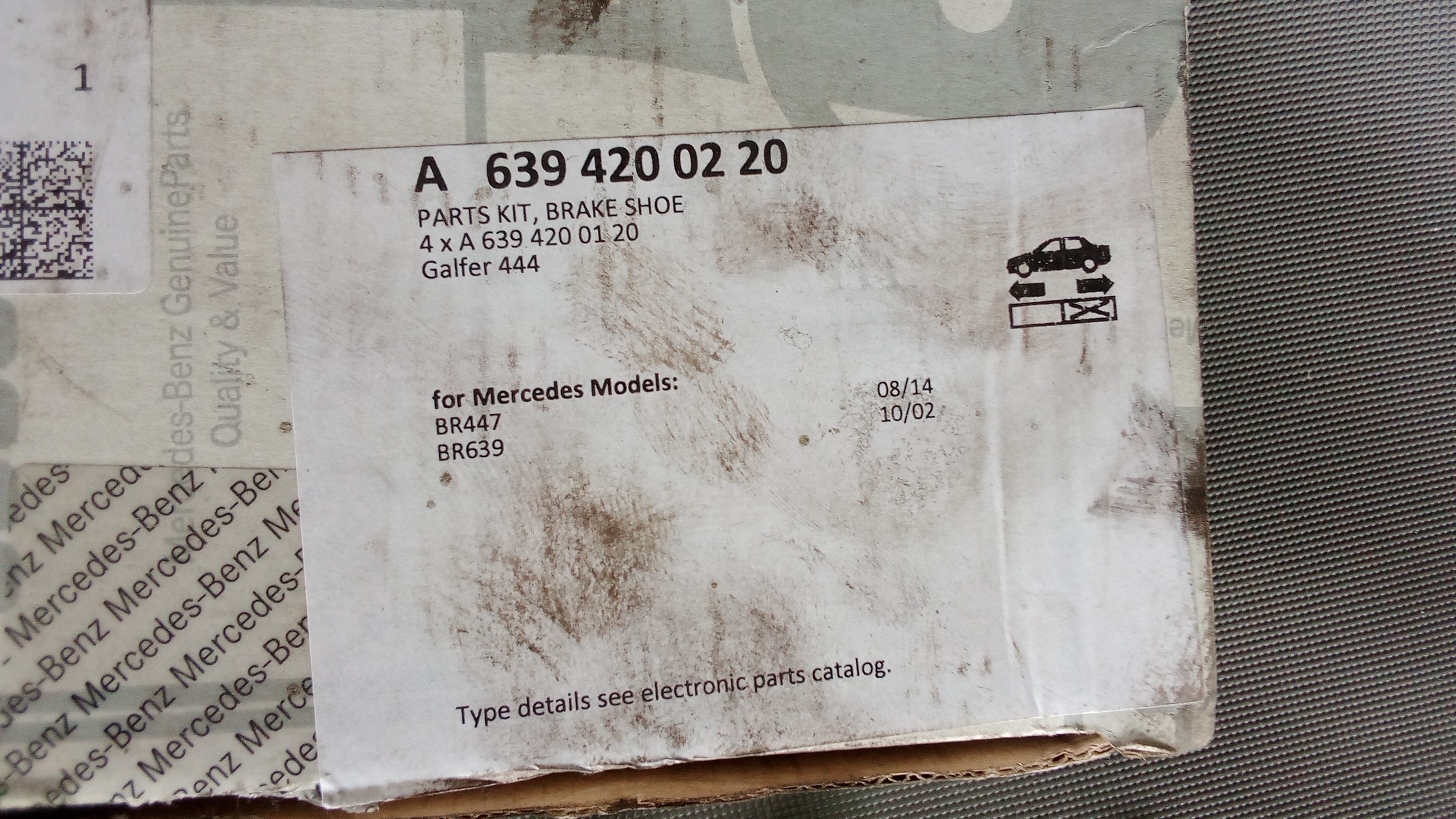 A6394200220 A4474200001 Mercedes W639 W447 Bremsbeläge Hinten