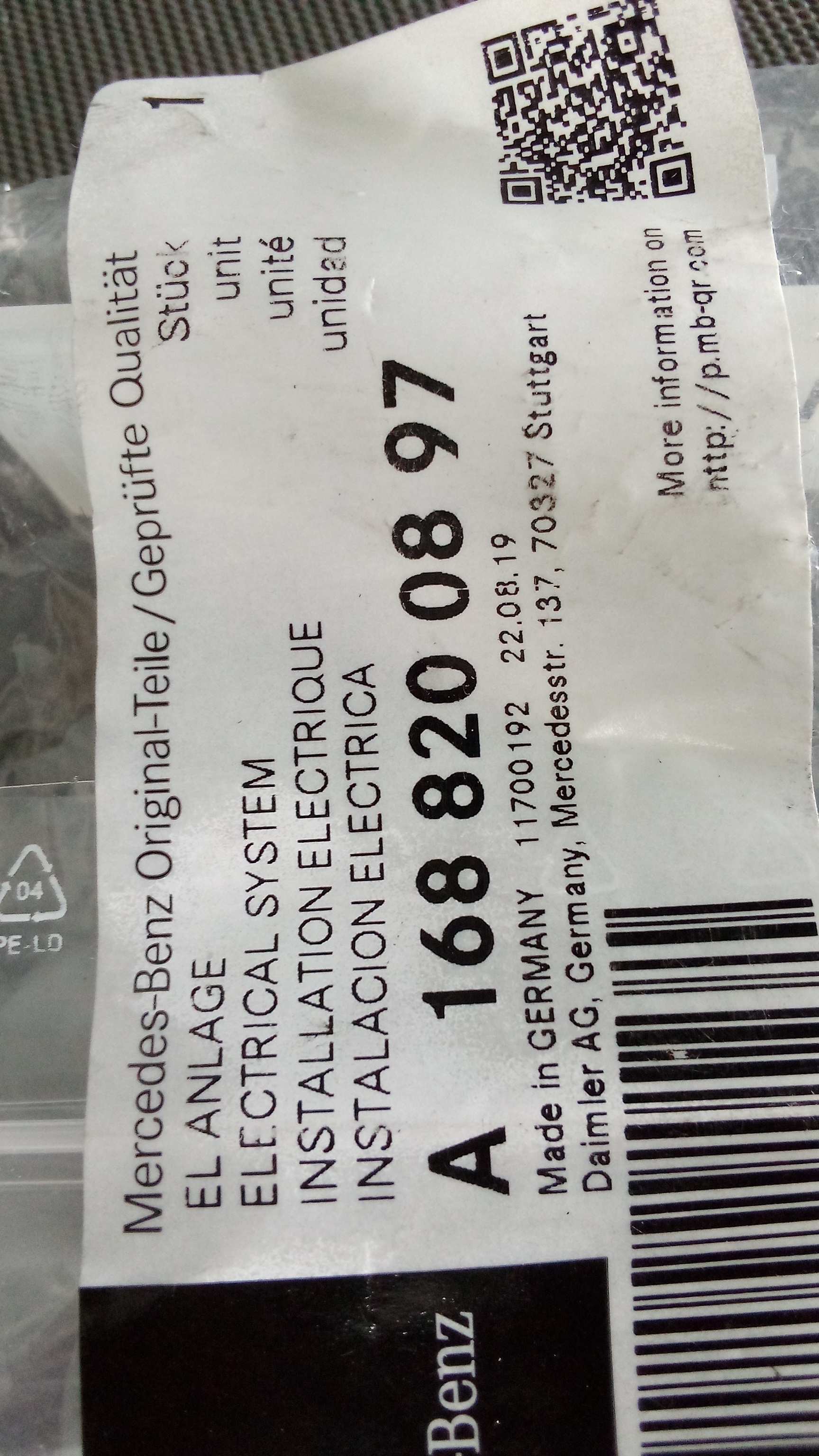 A1688200897 Mercedes W168 A-Klasse W414 Vaneo Vorwiderstand Gebläse