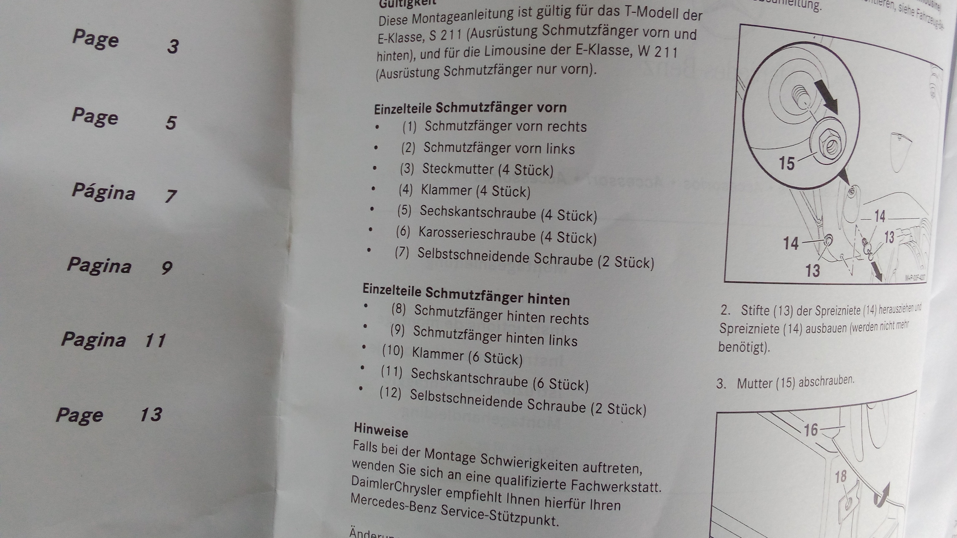 Mercedes E-Klasse W211 Schmutzfänger Spritzlappen Vorne B6 6 52 8216  B66528216
