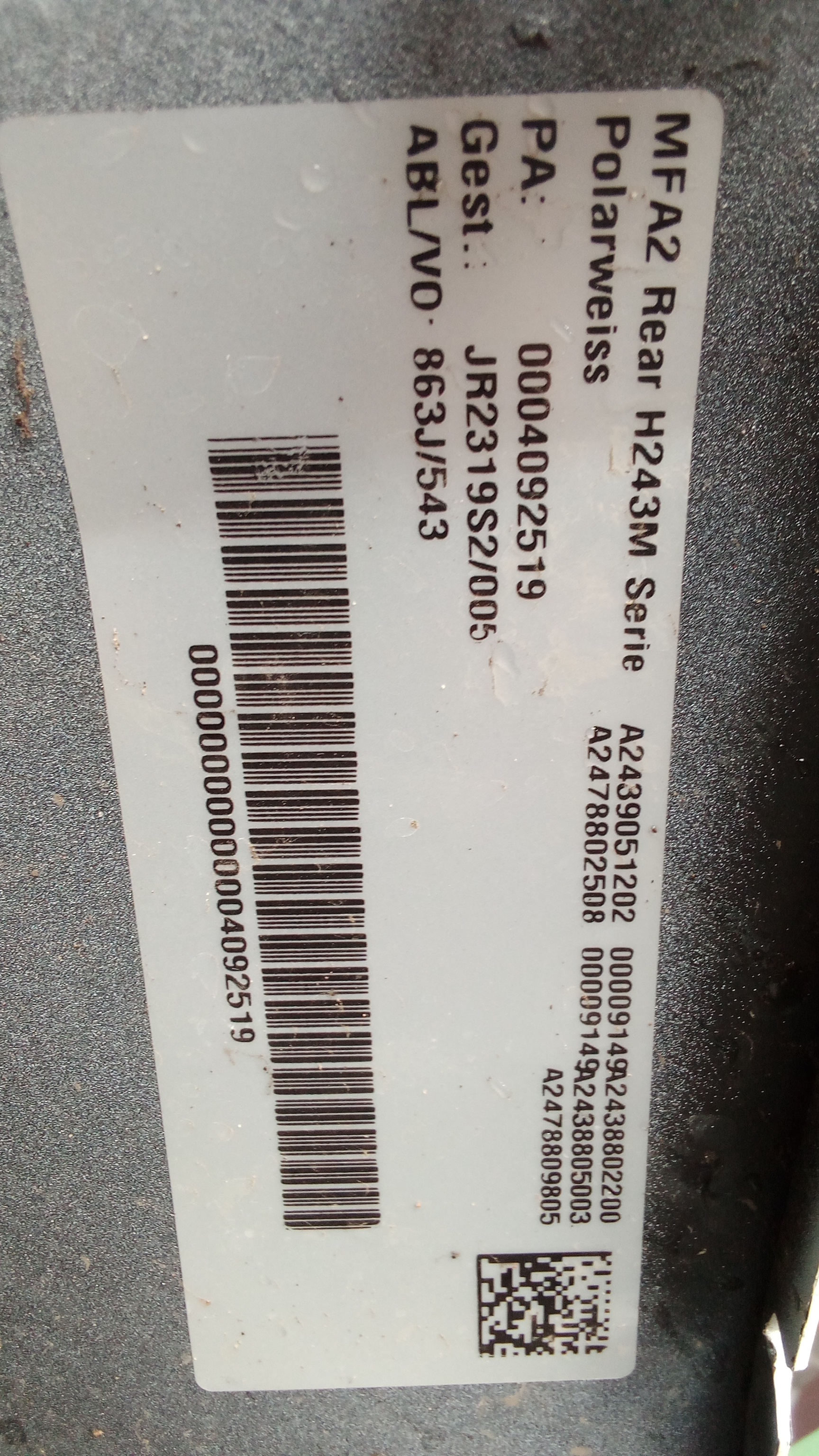 A2478800608 149 X247 X243 GLB EQB Mercedes Stoßstange Hinten Polarweiss #43