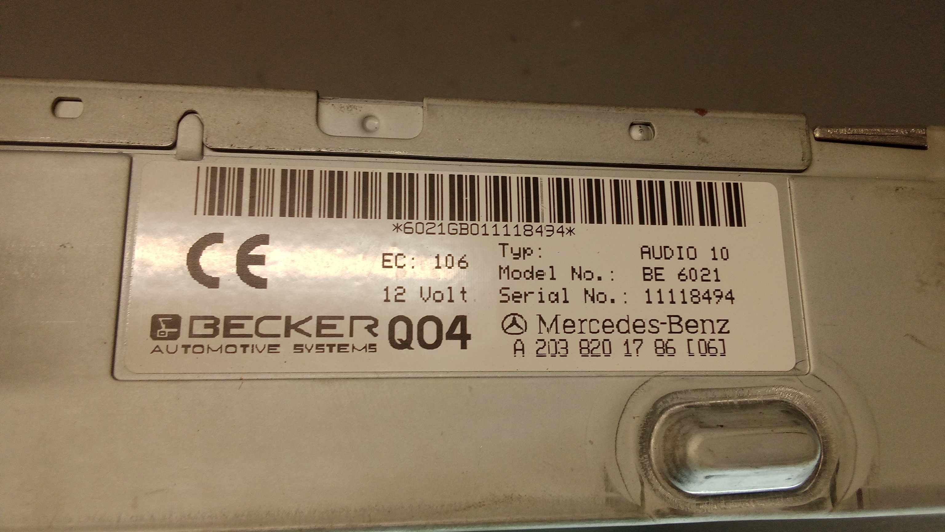 A2038201786 Mercedes Becker W203 C-Klasse Radio Bediengerät Audio10 BE6021 #5