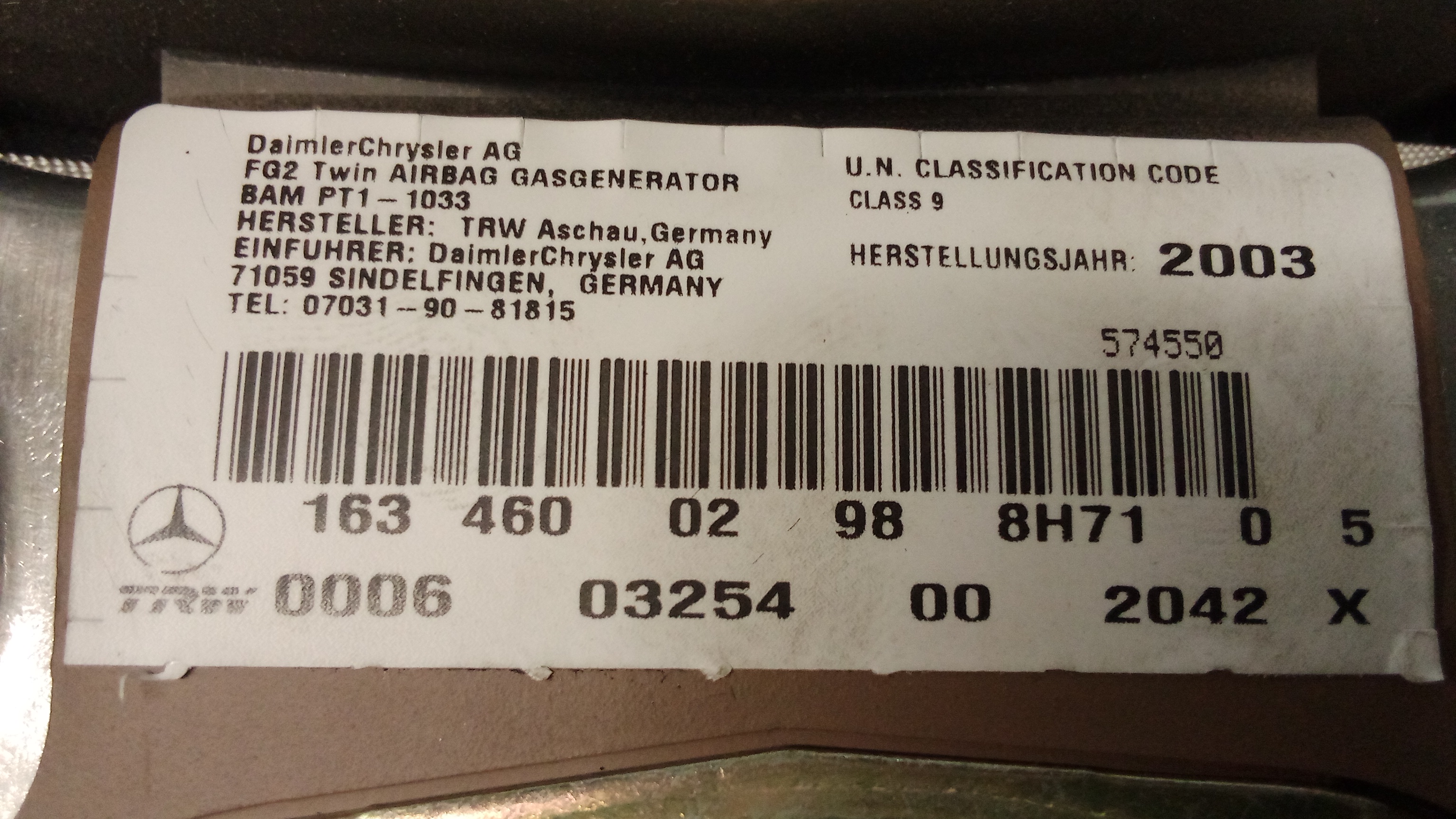 A1634600298 8H71 Mercedes W163 M-Klasse Lenkrad - Hupen Abdeckung JAVA #4
