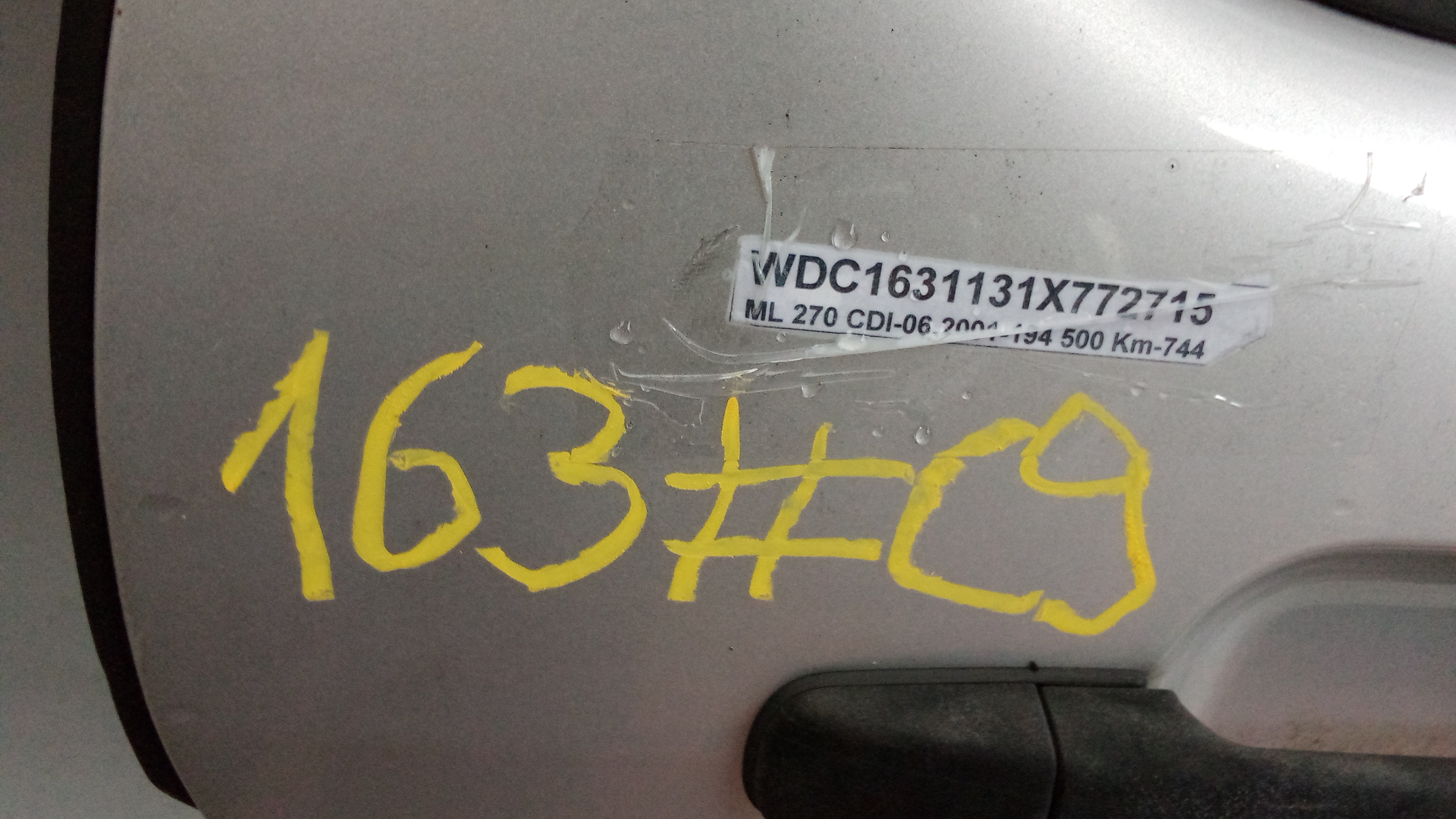 A1637301605 744 Brillantsilber W163 M-Klasse ML Fondtür Tür Hinten Rechts #C9