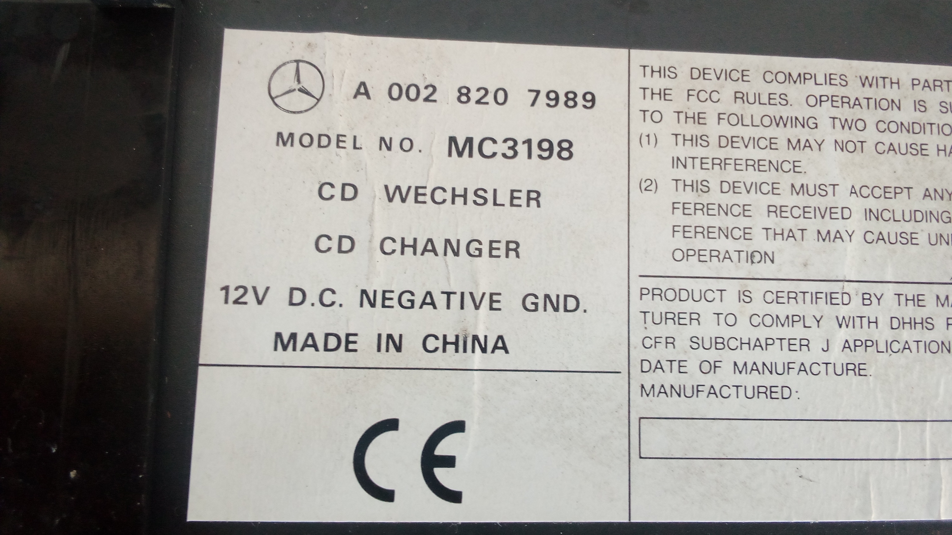A0028207989 A0028206289 MC3198 Mercedes CD Wechsler + Magazin #22