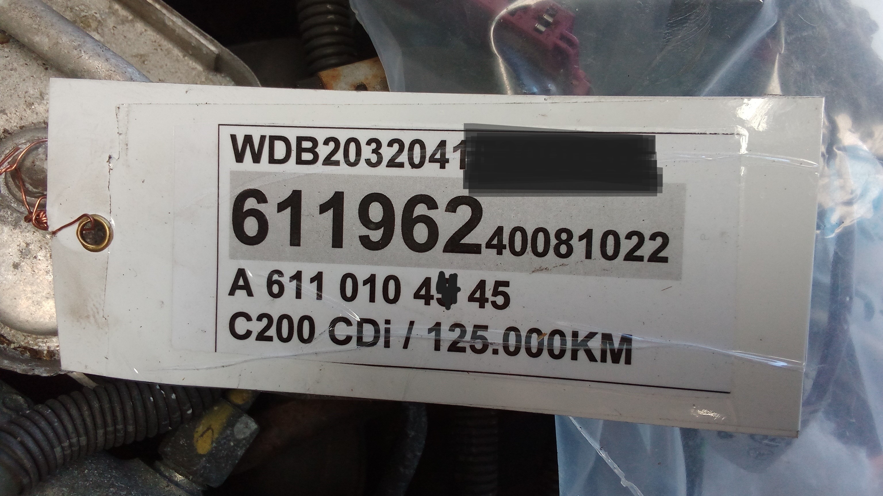 A6110104445 611.962 OM611 Mercedes W203 / C203 C-Klasse Motor C200CDi #A2